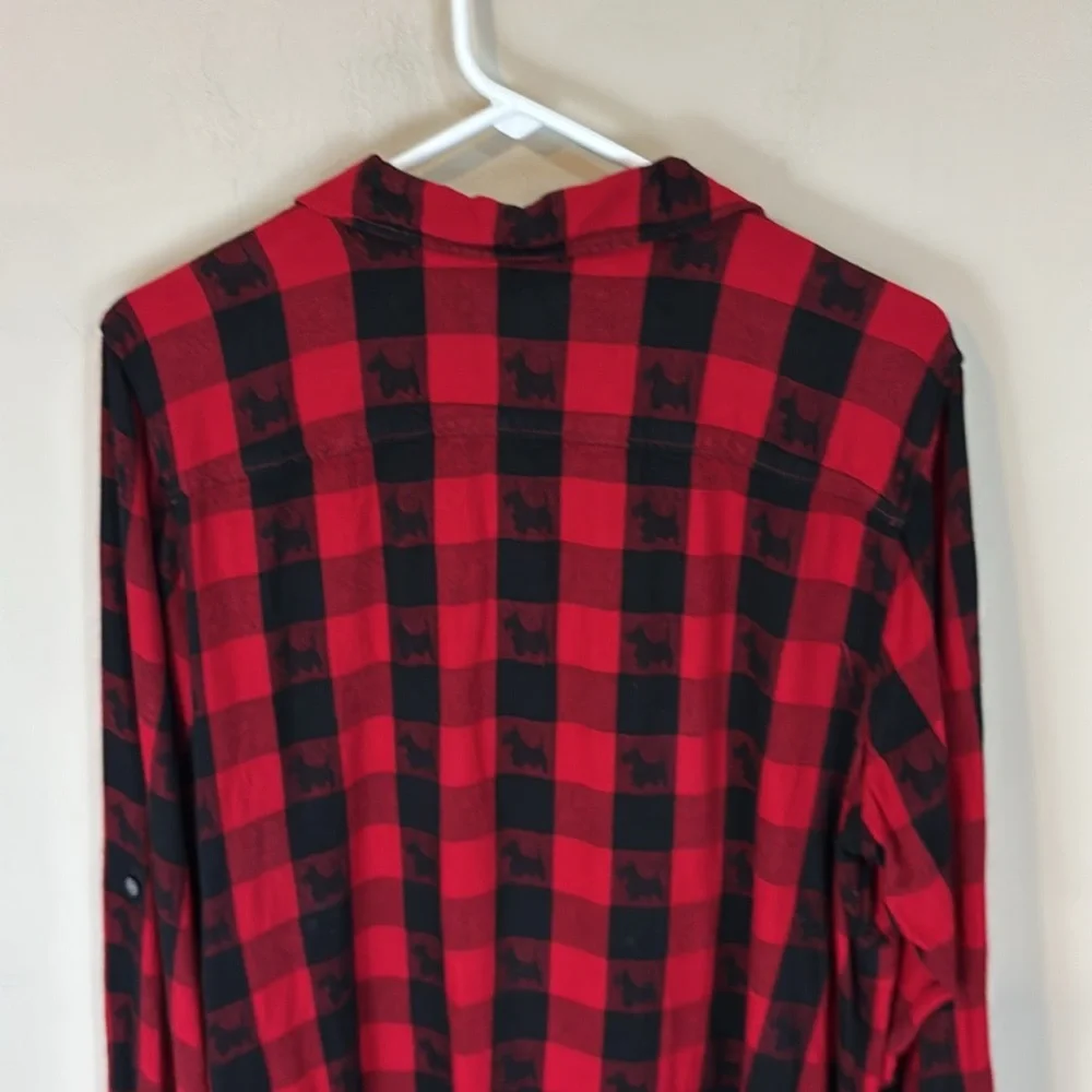 Talbots Red Buffalo Plaid Scottie Dogs Stretch Shirt Size 2X